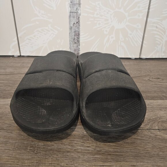 OOFOS Slides Men's 11 Women's 13 Black - Picture 2 of 11